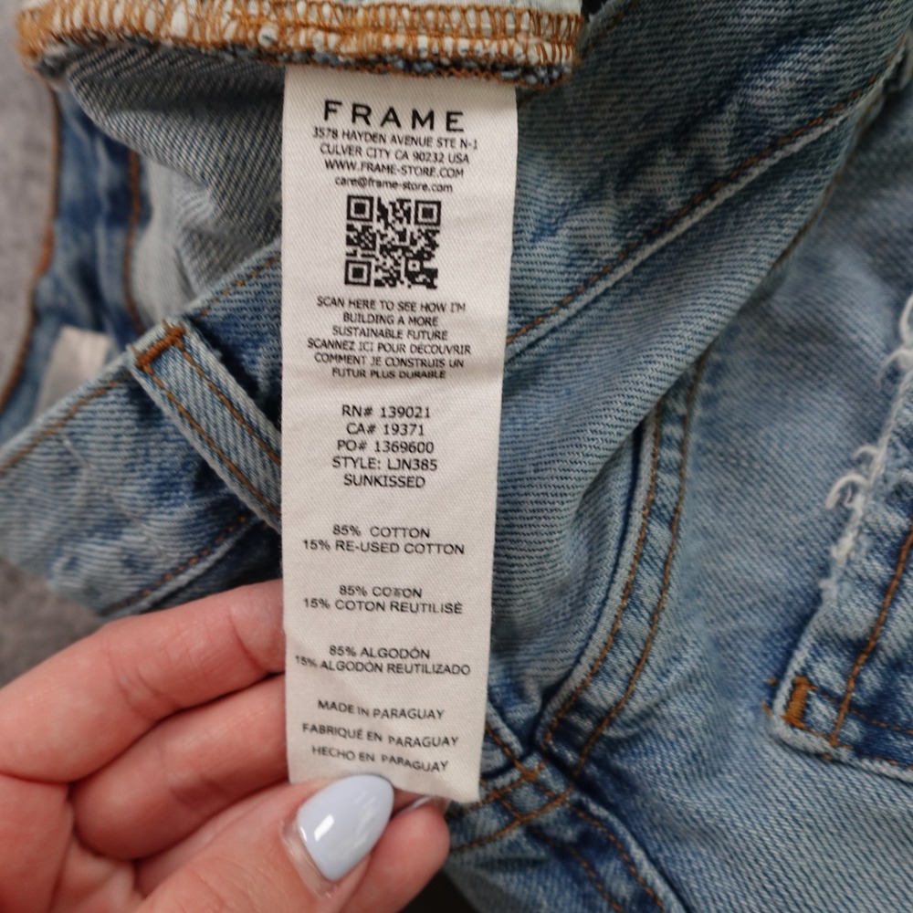 FRAME Jeans Womens 24 Blue Le Jane Sunkissed Distressed Straight Leg - Picture 7 of 11